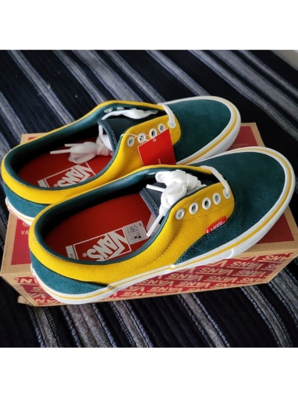 Vans Era Pro Prime Color block Women 9 Skate Shoe Yellow Blue Suede 062026 - Picture 8 of 9